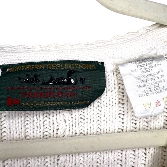 Vintage Northern Refections 100% Cotton V-Neck Cable Knit Cardigan Size Large - Picture 3 of 6